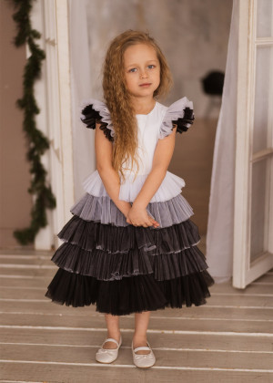 Black Tulle Tiered Flower Girl Dress Black Tulle Tiered Flower Girl Dress